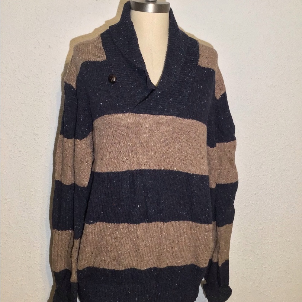Vince men’s stripe shawl collar wool sweater size large - Picture 4 of 11